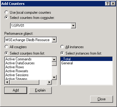 ExOLEDB Performance Counter