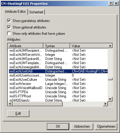 OAB per user festlegen mit msExchUseOAB