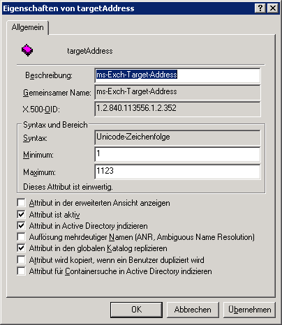 TargetAddress im Schema