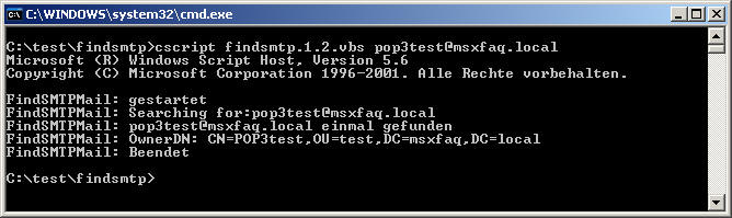 FindSMTP Aufruf