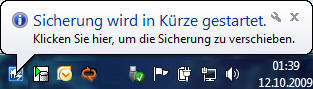 Sicherung wird angekündigt